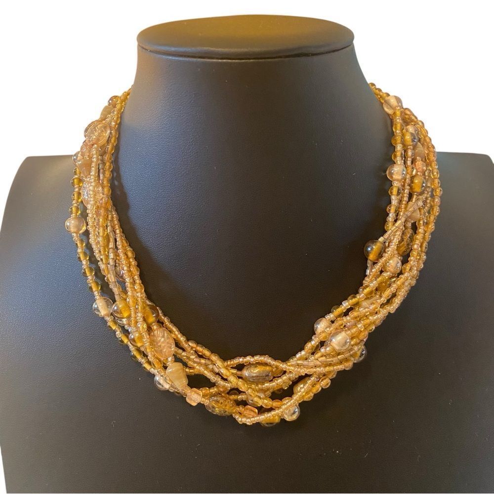 Multi-Strand Gold Beaded Necklace. 8 strands in total. All intact.